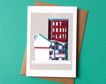 Hot Chocolate Greetings Card - by Peski Studio