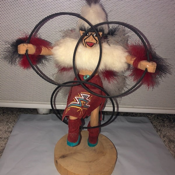 Ceremonial Native American Navajo Kachina Hoop Dancer Doll Artist Signed RARE