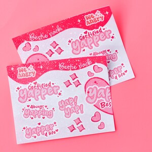 Ensemble de feuilles d'autocollants Bestie - Décalcomanies esthétiques imperméables assorties pour ordinateurs portables, coupes Stanley et journaux - Cadeau pour meilleur ami interurbain