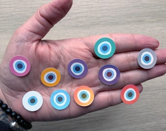 Paquete de mini pegatinas del Ojo Turco / 10 pegatinas de vinilo resistentes al agua / Calcomanía de amuleto Nazar