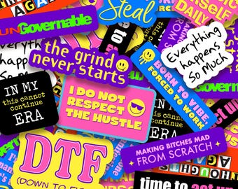 Paquete de pegatinas de vinilo impermeables con frases sarcásticas y divertidas (12 unidades)