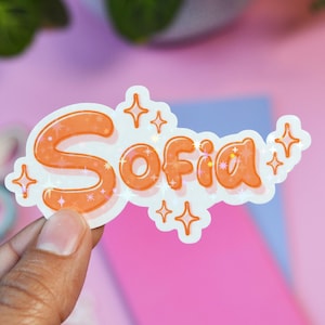 Kindernaamsticker - aangepaste tekst/naam vinylsticker voor laptop, bidon, telefoon - perfect cadeau voor meisjes