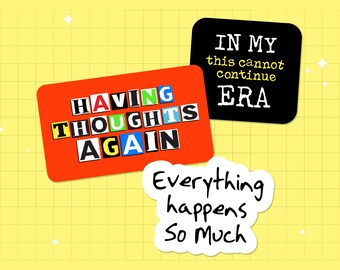 Paquete de pegatinas divertidas: juego de 3 pegatinas impermeables con humor con el que te sentirás identificado – Teniendo pensamientos