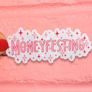 Sticker argent manifeste - sticker abondance de paillettes - citation loi de l'attraction - cadeau de motivation
