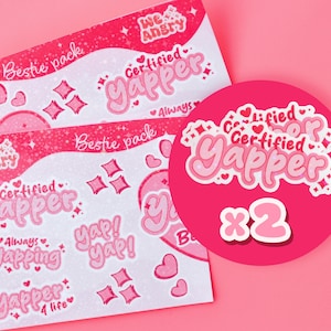 Pack d'autocollants BFF - Feuilles d'autocollants certifiés Yapper assortis - Parfait pour les meilleurs amis de longue distance, les bouteilles d'eau et les autocollants déco de journal