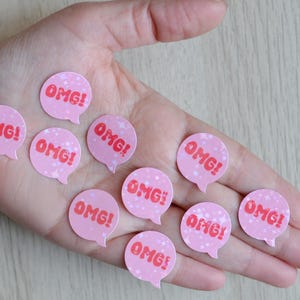 Mini Adesivos OMG - Conjunto de adesivos de vinil brilhantes à prova d'água para celulares, laptops, agendas e Kindles - Balão de Fala em Quadrinhos OMG