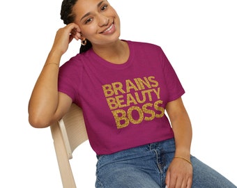 Empowerment in Style: 'Brains, Beauty, BOSS' T-Shirt - Support ARJ Community