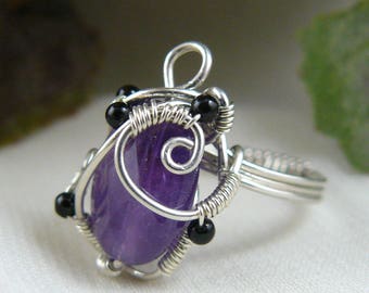 Amethyst Ring ~ Purple Ring ~ Amethyst Bead Ring ~ Purple Bead Ring