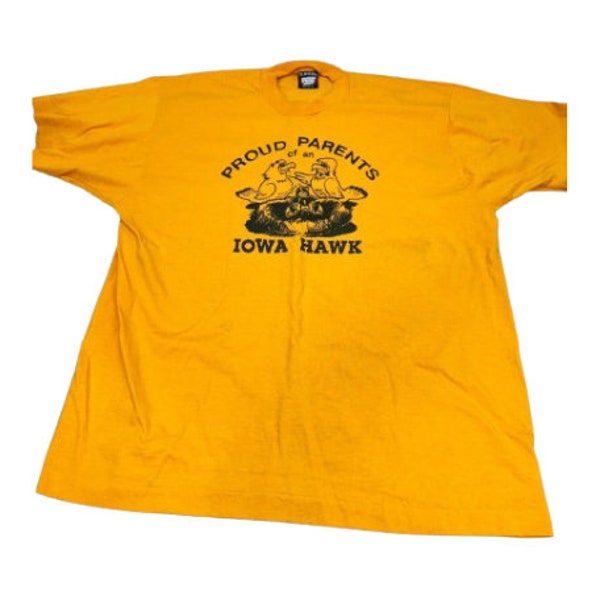Vintage Iowa Hawk T-Shirt Size XL Made In USA Men's Screen Stars Best TShirt