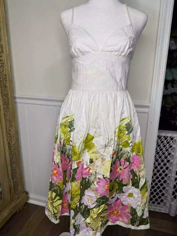 TRINA TURK Jacquard Floral Fit Flare Dress size 4… - image 4