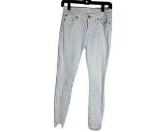 7 For All Mankind 26 Jeans De Mezclilla Blancos Para Mujer Pantalones Ajustados Al Tobillo Con Dobladillo Sin Rematar