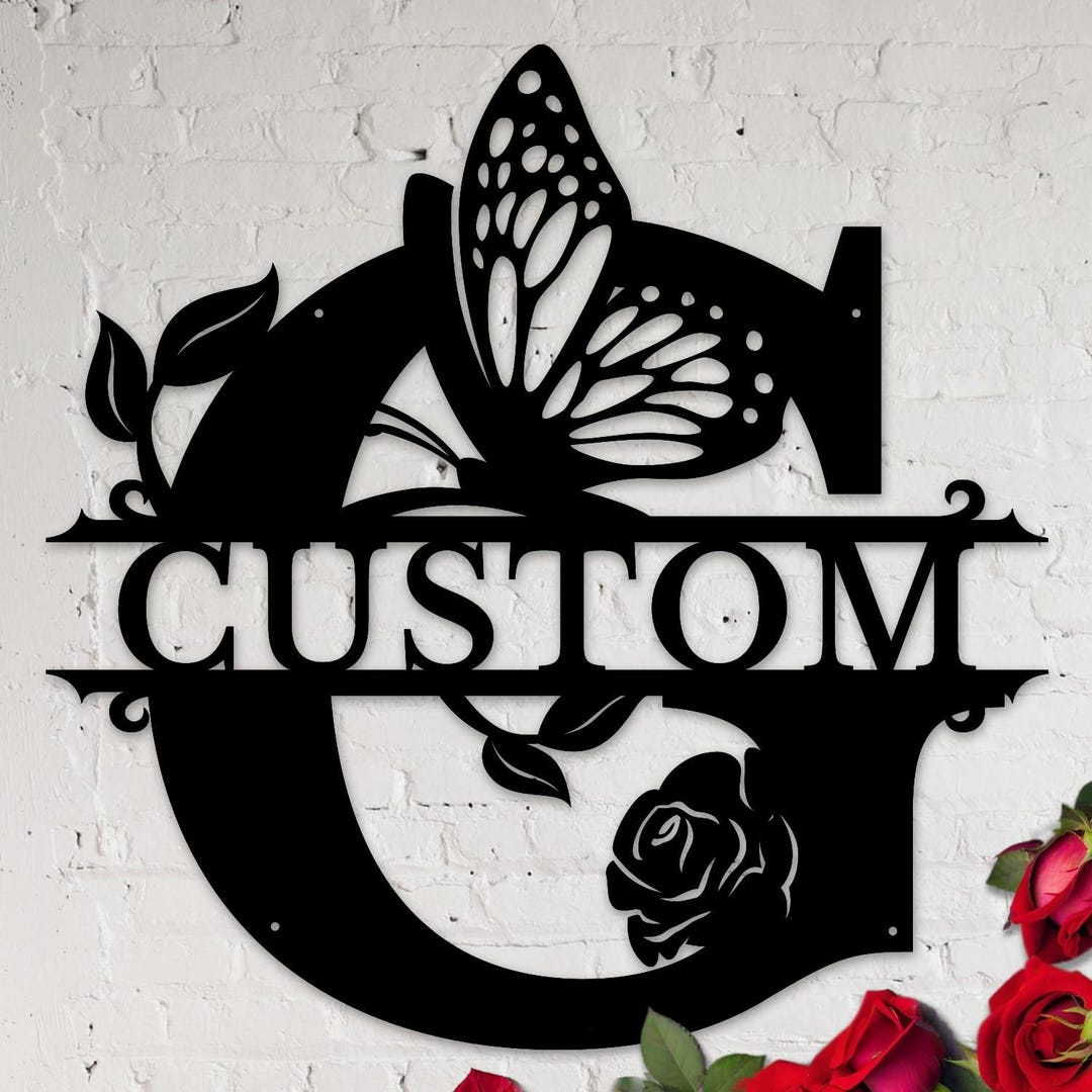 Custom Metal Letter Sign: Black Monogram Wall Decor - Etsy