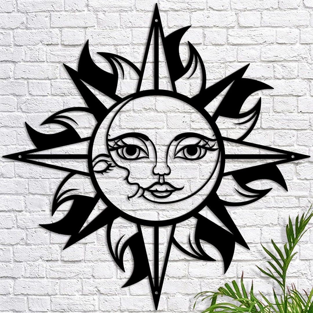 Sun and Moon Metal Wall Art: Laser Cut Celestial Decor - Etsy