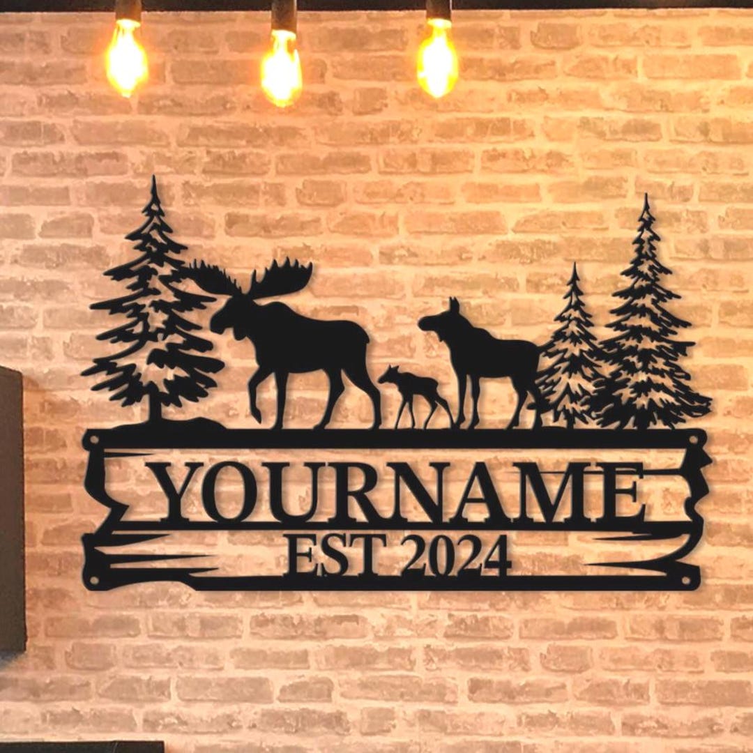 Personalized Moose Metal Sign, Wild Animal Moose Wall Art Decor, Moose ...
