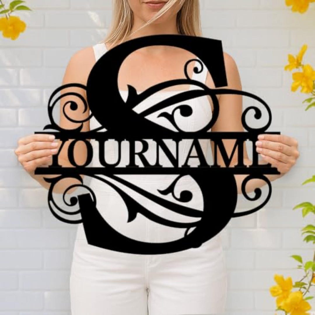Custom Metal Name Monogram Sign, Personalized Last Name Wall Decor ...
