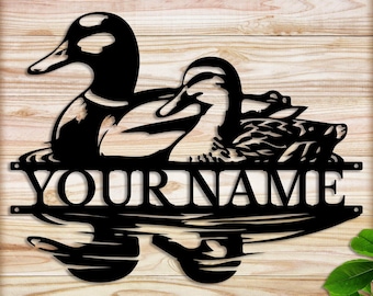 Letrero de pared metálico personalizado de pato, letrero personalizado para la caza de patos, decoración para el hogar, decoración para cabañas de caza de patos, regalos para cazadores de patos