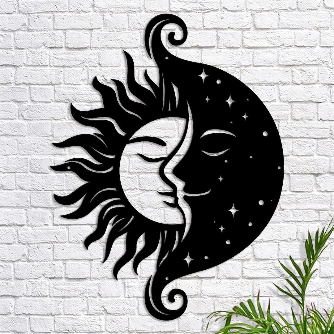Sun and Moon Metal Wall Art: Laser Cut Celestial Decor - Etsy