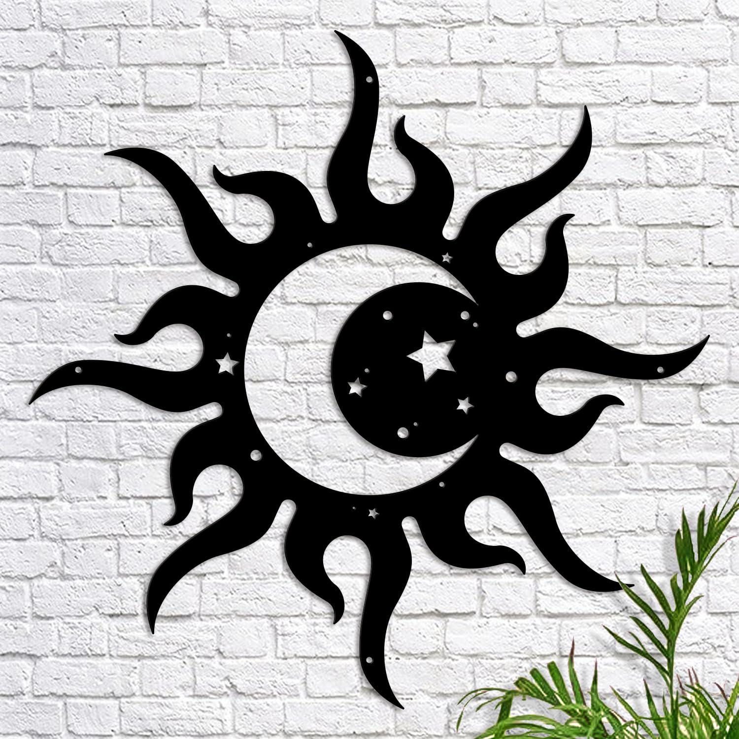Sun and Moon Metal Wall Art: Black Celestial Decor - Etsy