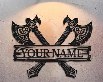 Personalized Custom Vikings Culture Metal Wall Signs,Vikings Name Signs,Vikings Metal Art Decor,Black Home Outdoor Metal Plaques