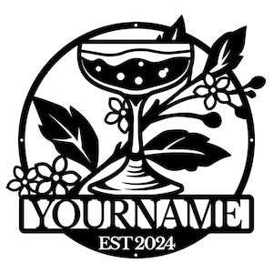 Personalized Cocktail Bar Sign: Custom Metal Art Decor