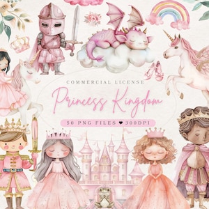 Princesa Clipart Rosa Princesa Cumpleaños Decoración / Acuarela Princesa Clipart Cuento de Hadas Clipart Rosa Baby Shower / Rosa Cumpleaños Clipart