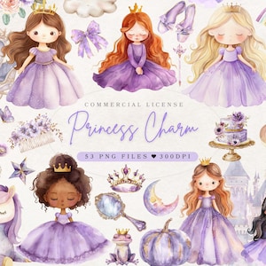 Prinses clipart prinses bedel prinses verjaardag clipart | Clipart meisje babyshower prinses kinderkamer decor babymeisje | Commercieel gebruik