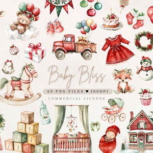 Aquarell Winter-Baby-Dusche-Cliparts, Festliche Baby-Dusche-Kinderzimmer-Cliparts, niedliche Baby-Cliparts, Kinderzimmer-Wand-Kunst, niedlicher Teddybär Clipart PNG
