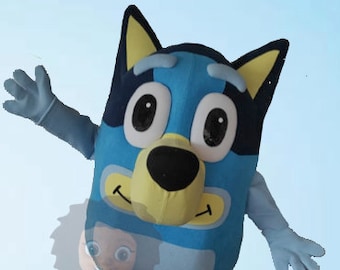 Blauwe Heeler mascottekostuum blauwe hond voor evenementen kinderfeest Halloween Pasen - schepen uit Peru