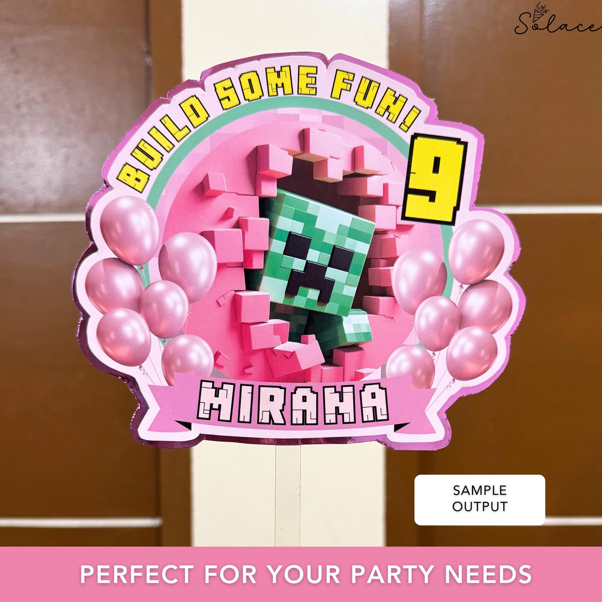 Minecrafter Girl Birthday Cake Topper