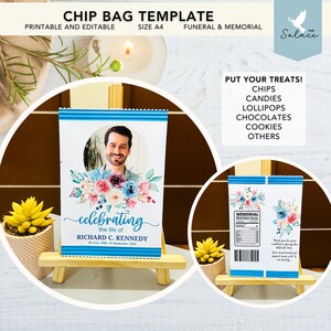 Editable Funeral Favor Chip Bag Template Memorial Service Favor ...
