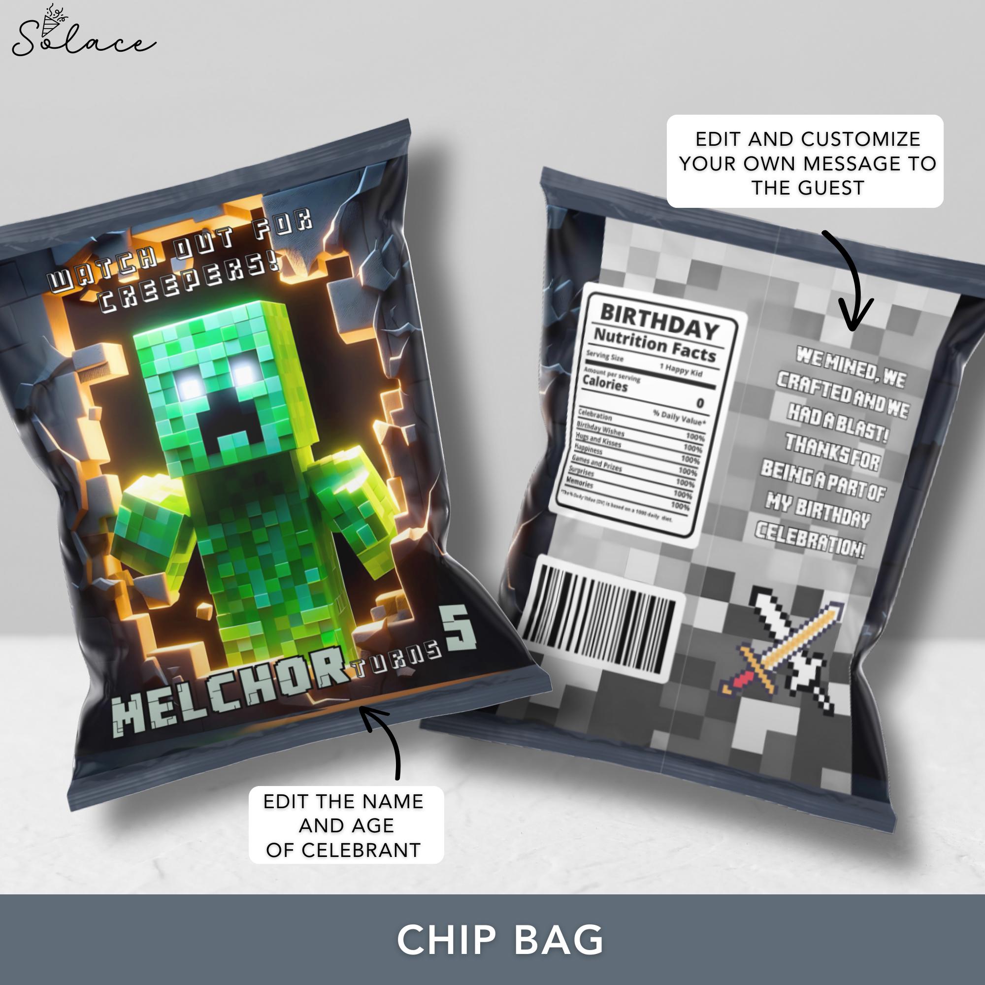 Editable Minecraft Favor Kit