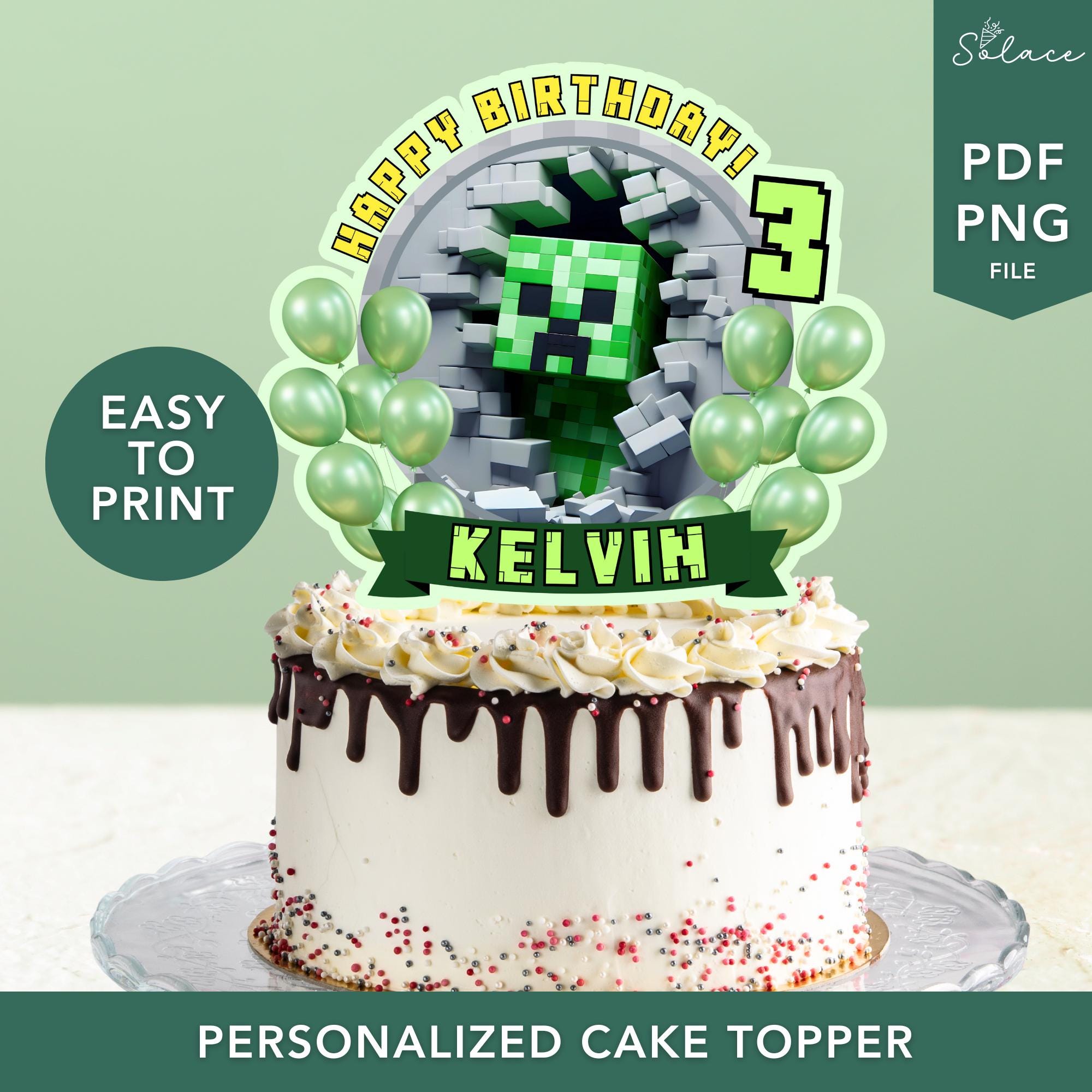 Minecrafter Boy Birthday Cake Topper