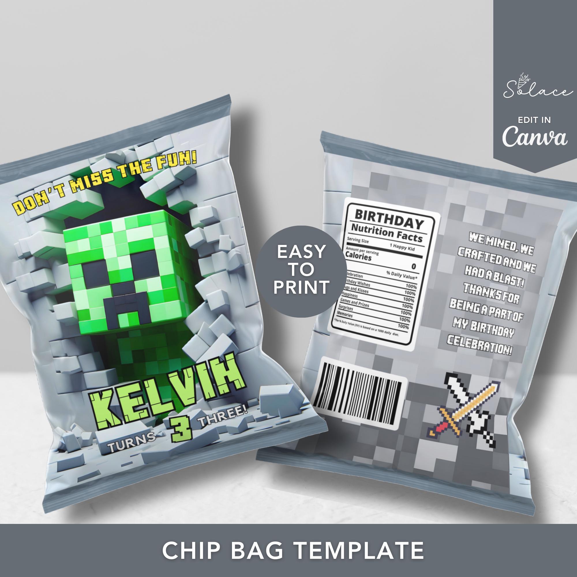 Chip Bag Template for Birthdays