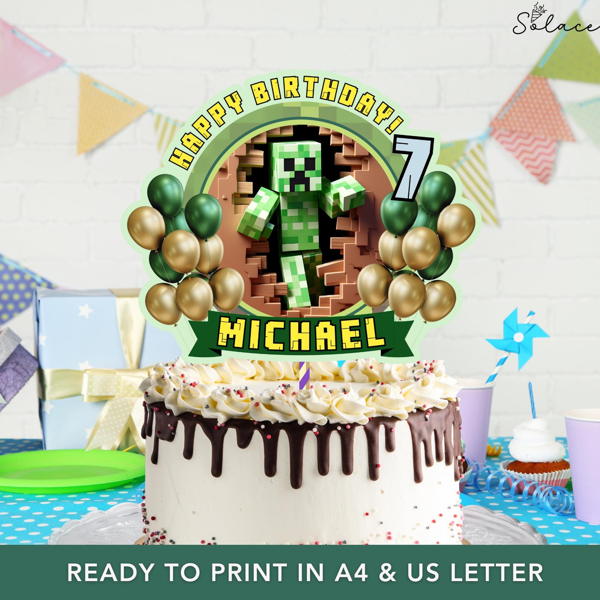 Minecrafter Birthday Cake Topper for Boys