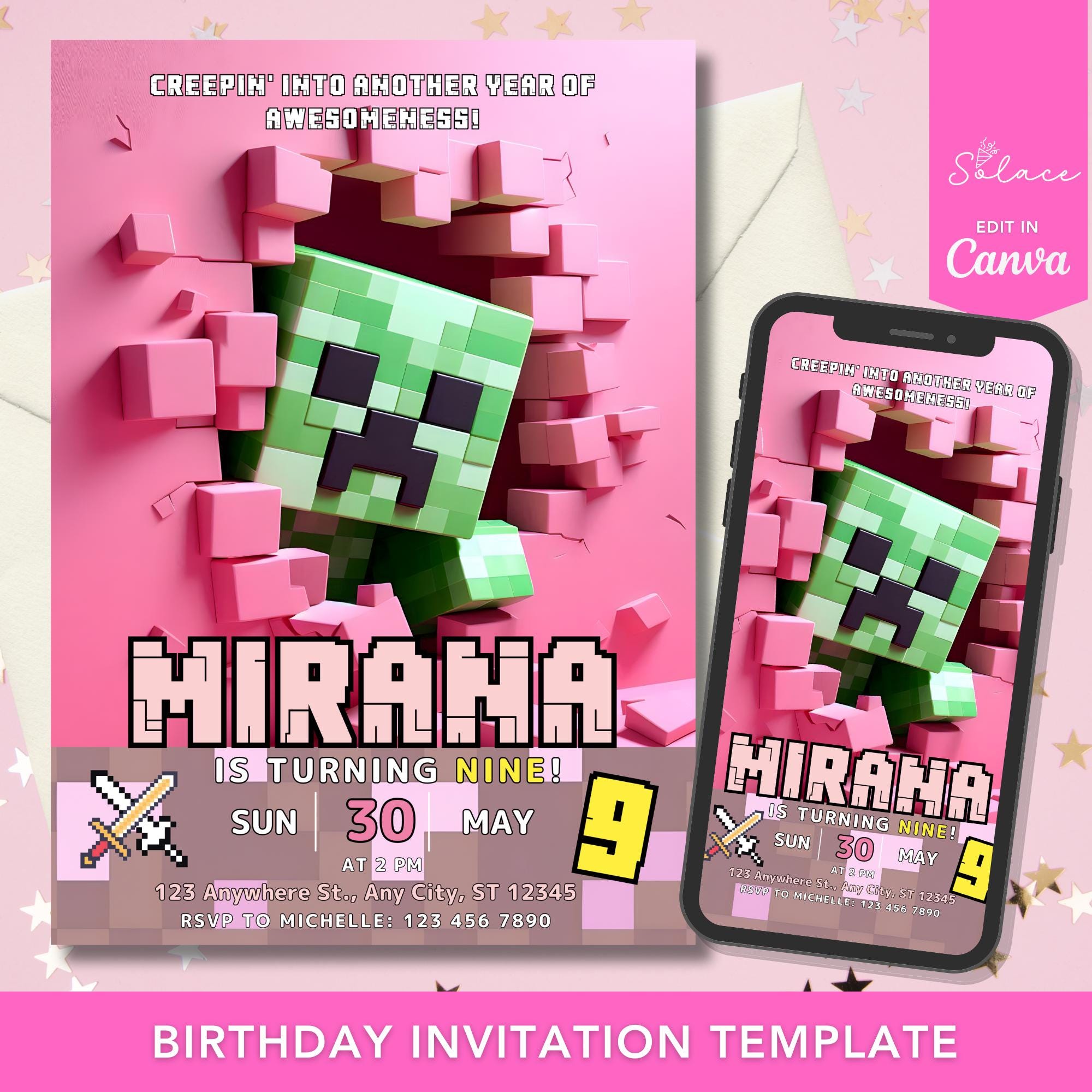 Printable Minecraft Inspired Invitations Page Two Printable Minecraft Inspired Invitations Page Two