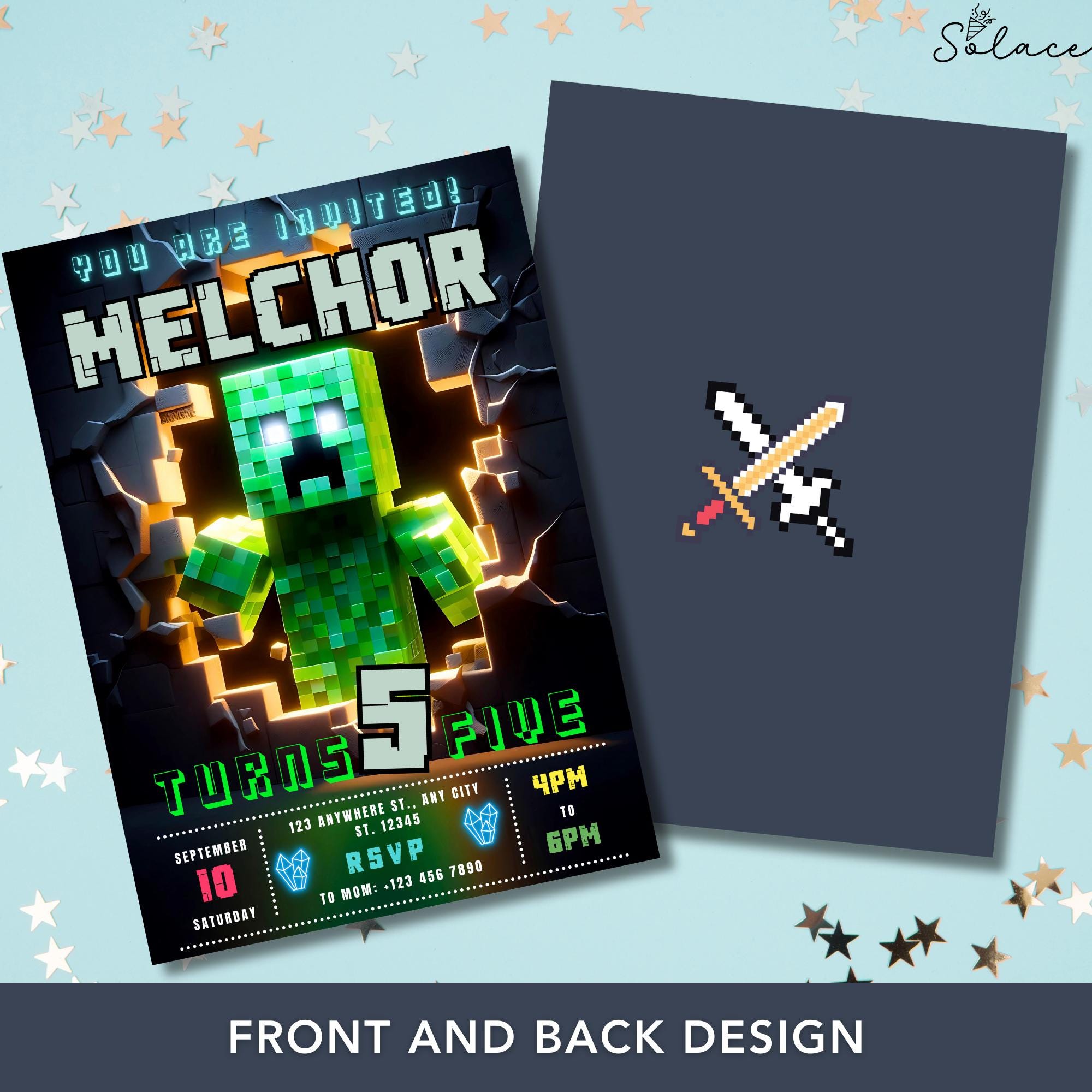Pixelated Minecraft Birthday Template