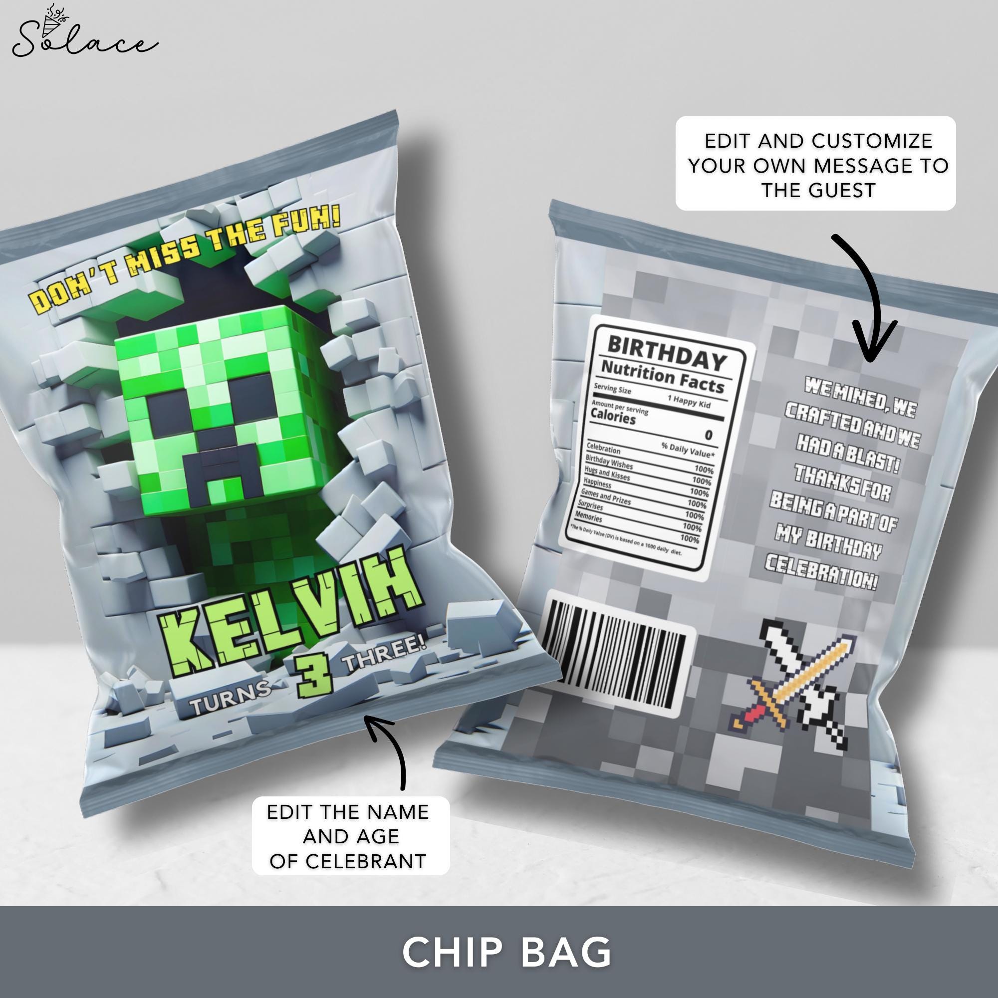 Minecraft Printable Favor Set