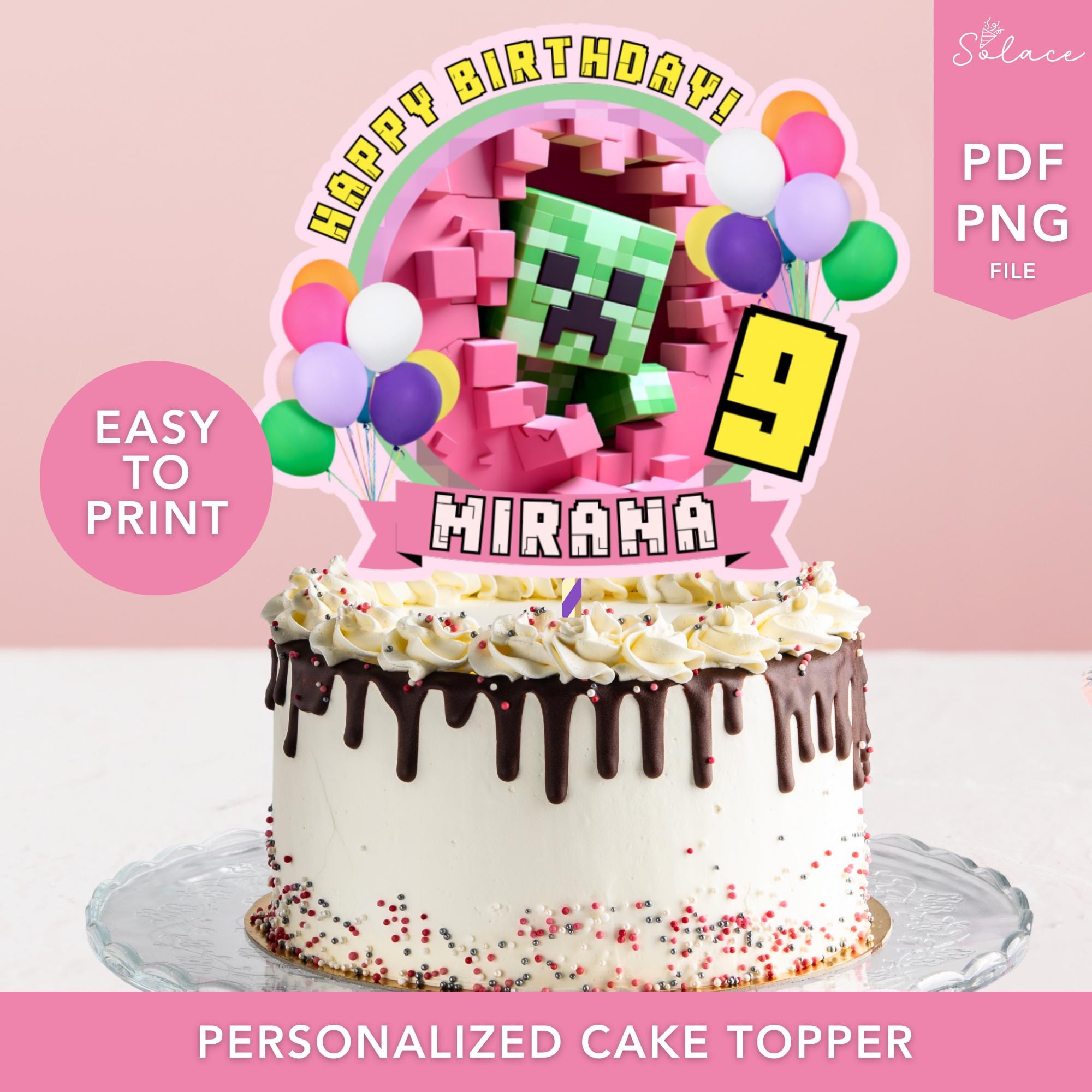 Minecrafter Girl Birthday Cake Topper