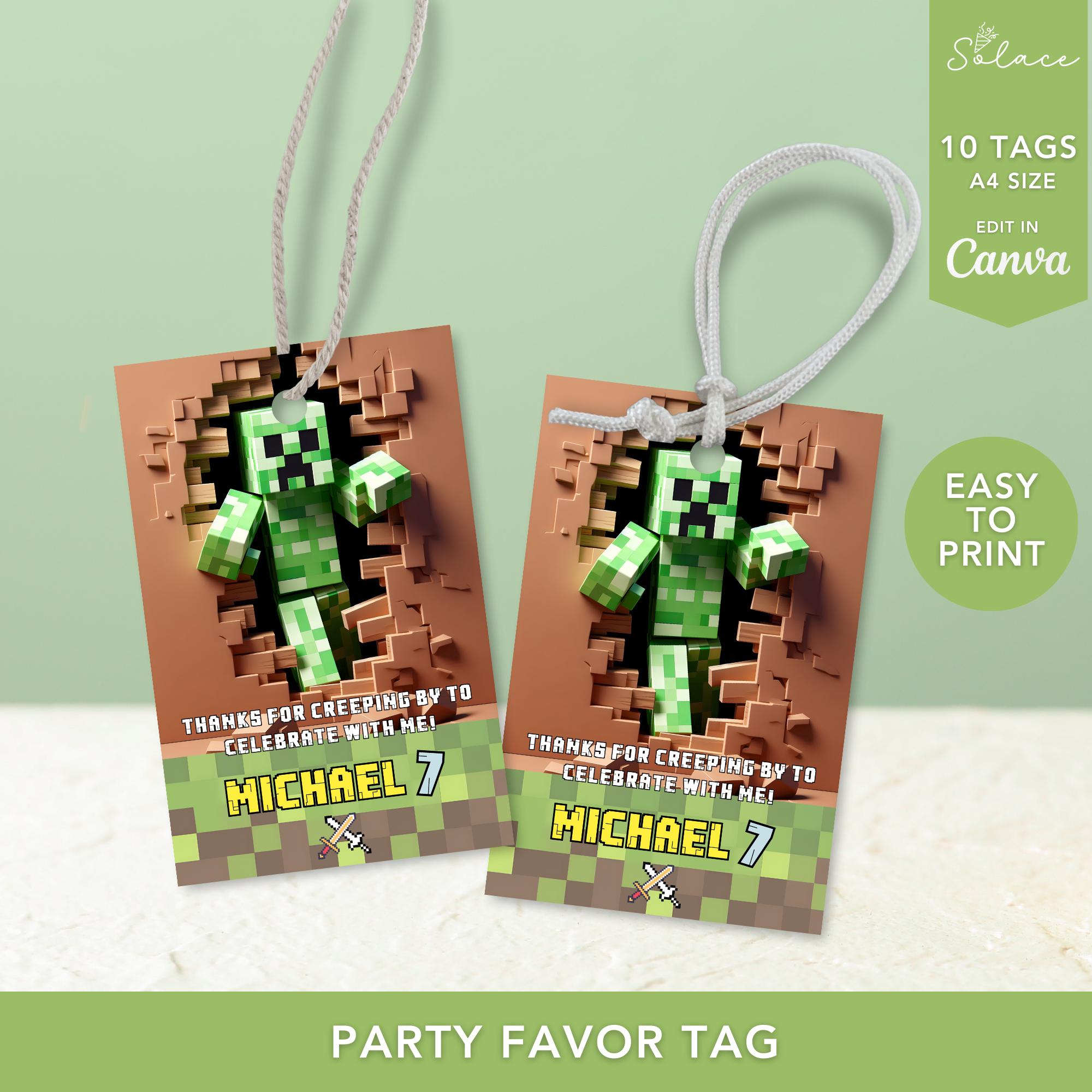 Editable Minecrafter Favor Tag Template
