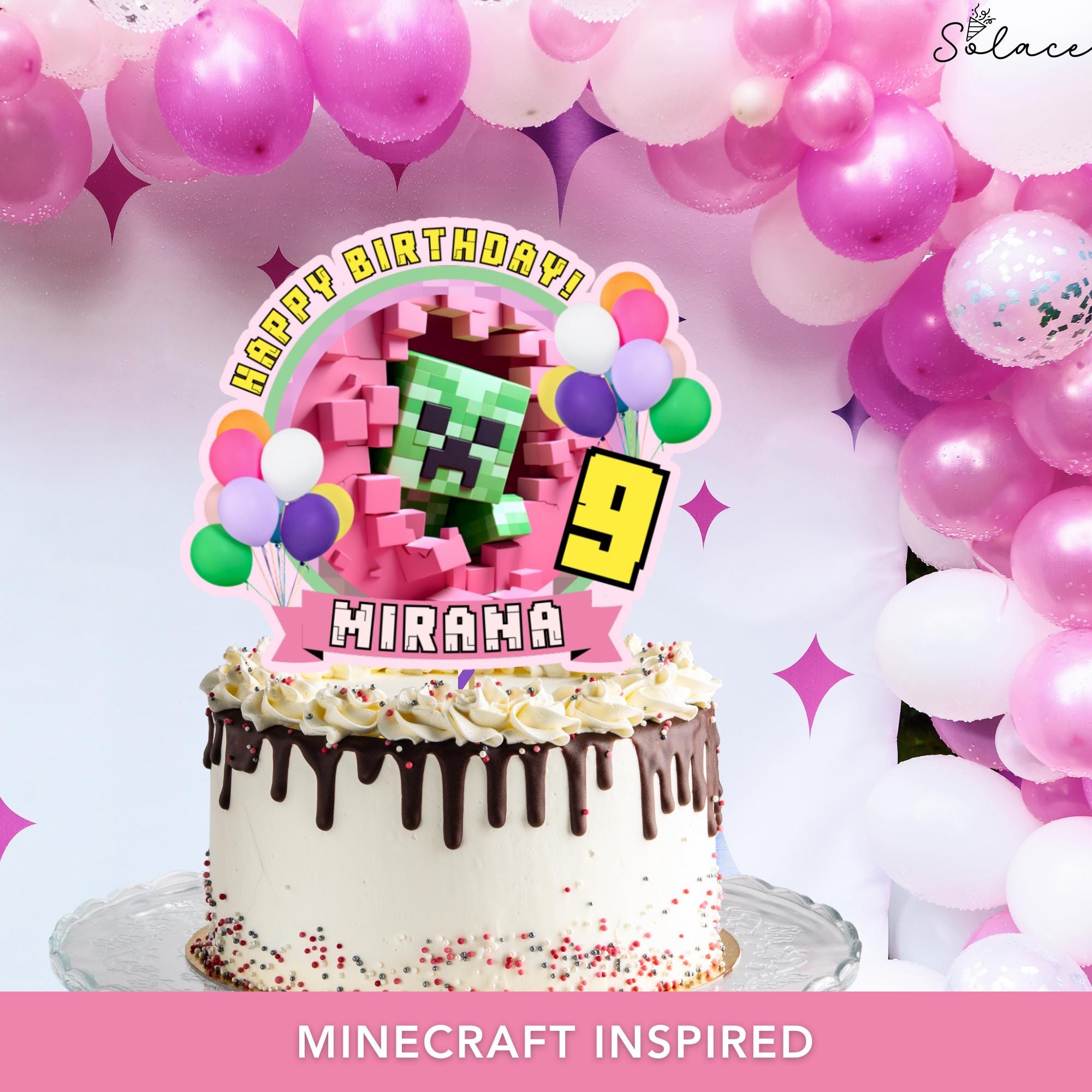 Minecrafter Girl Birthday Cake Topper