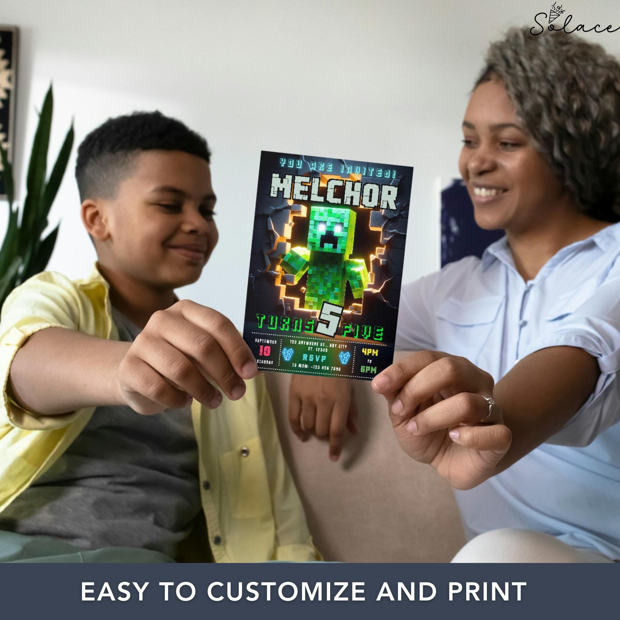 Pixelated Minecraft Birthday Template