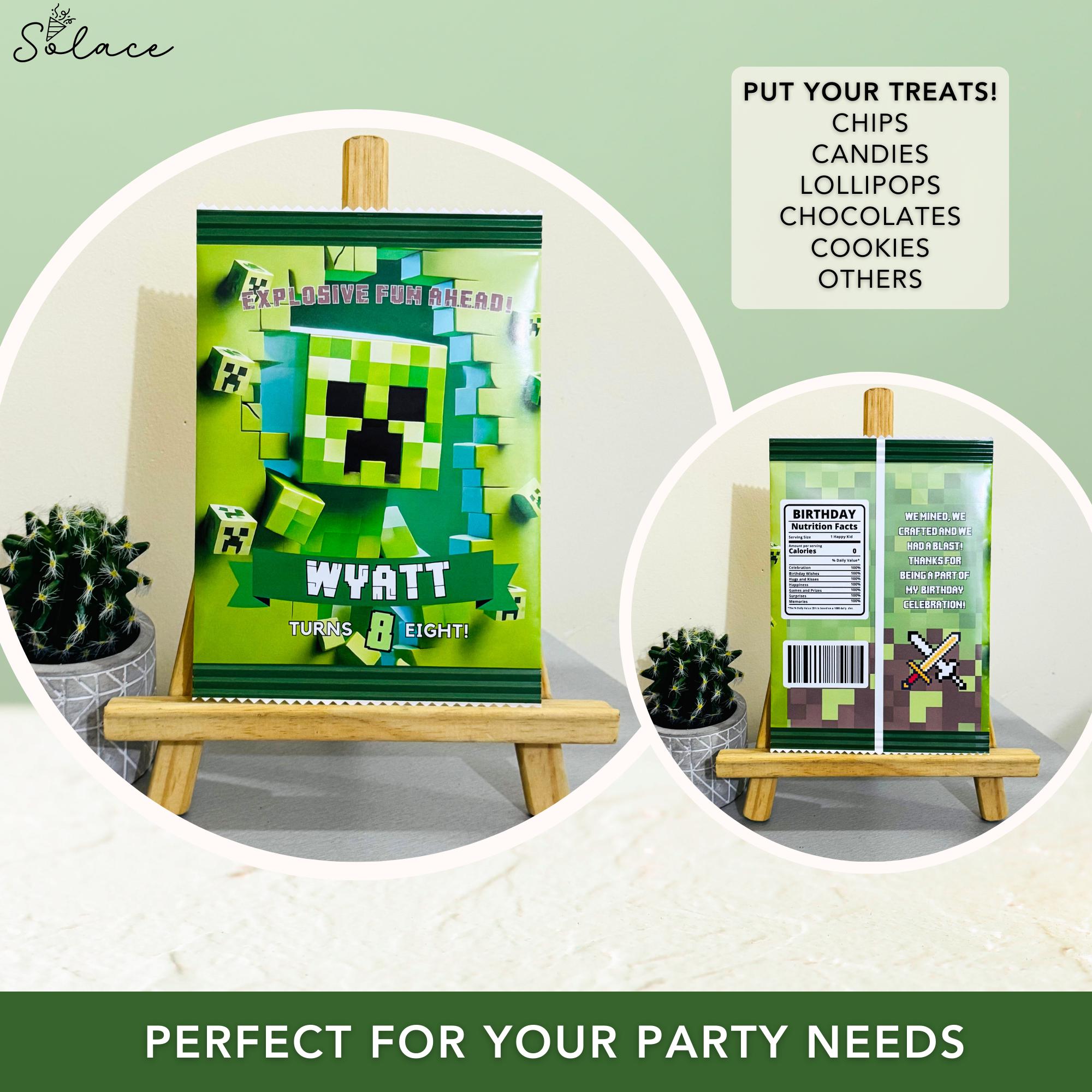 Minecrafter Birthday Chip Bag Template