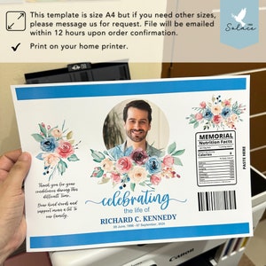 Editable Funeral Favor Chip Bag Template Memorial Service Favor ...