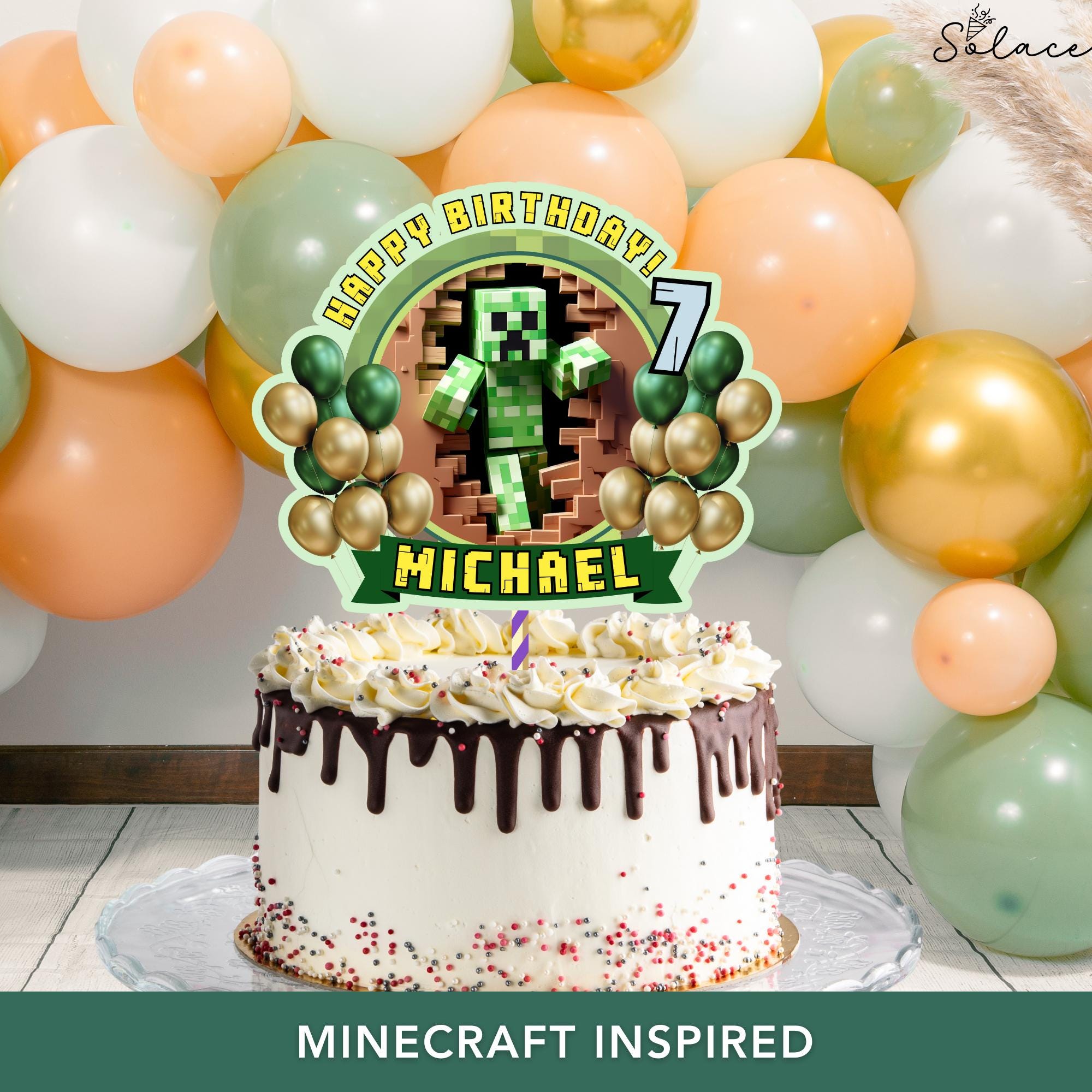 Minecrafter Birthday Cake Topper for Boys