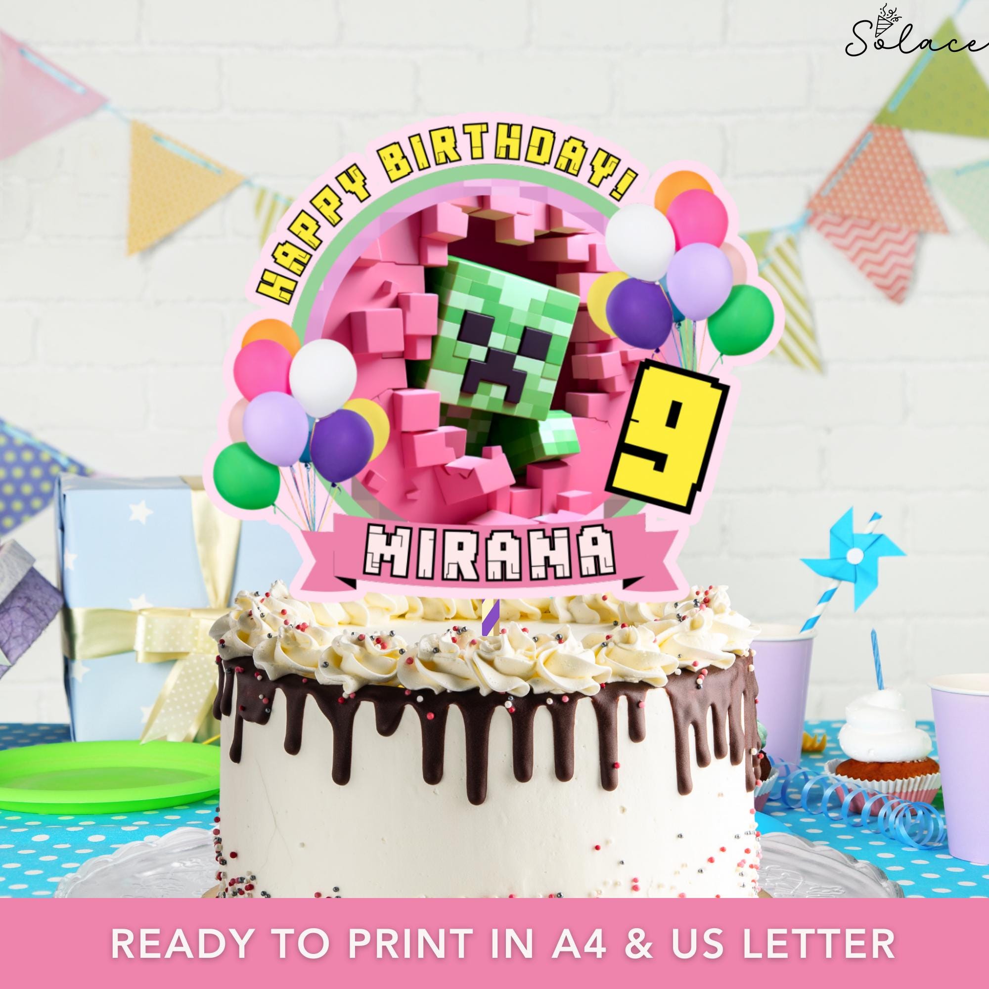Minecrafter Girl Birthday Cake Topper