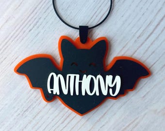 Etiqueta personalizada de murciélago de Halloween, etiqueta de cesta de acrílico Boo