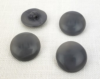 8 VINTAGE GUNMETAL SILVER GRAY GLASS Buttons VERY SHINY NOS CRAFTS KNIT SEW 8mm 