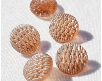 Sewing Art Quilt Jewelry Buttons by Schwanda 5/8" Pink Frosted Glass Basket Weave Self-Shank by Duchess Froufrou Vintage New Old Stock
