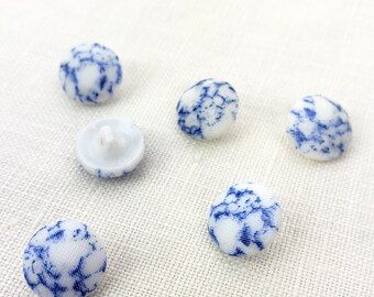 Sewing Buttons 1/2" (12 mm) Blue White Glass Self-Shank Vintage