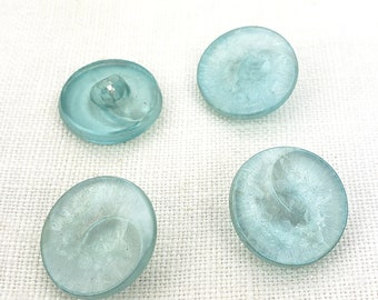 Sewing Buttons 11/16" (18 mm) Blue Swirl Glass Self-Shank Vintage